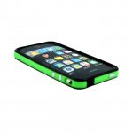 Wholesale iPhone 4S 4 Bumper with Chrome Button (Black - Green)